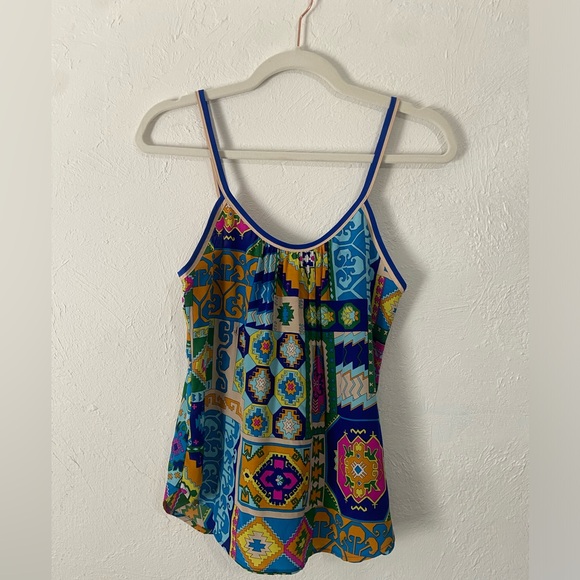 Trina Turk Silk Geometric Tank Blouse, size Small - Picture 3 of 6